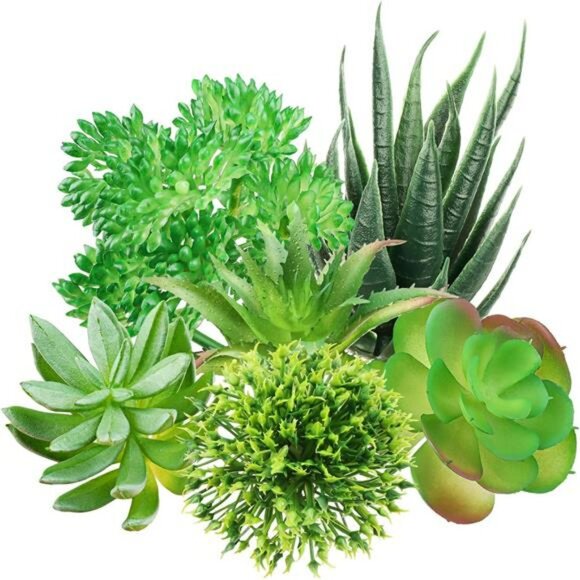 6pcs mini artificial succulent plants bulk fake greenery for diy craft home deco - Picture 1 of 8